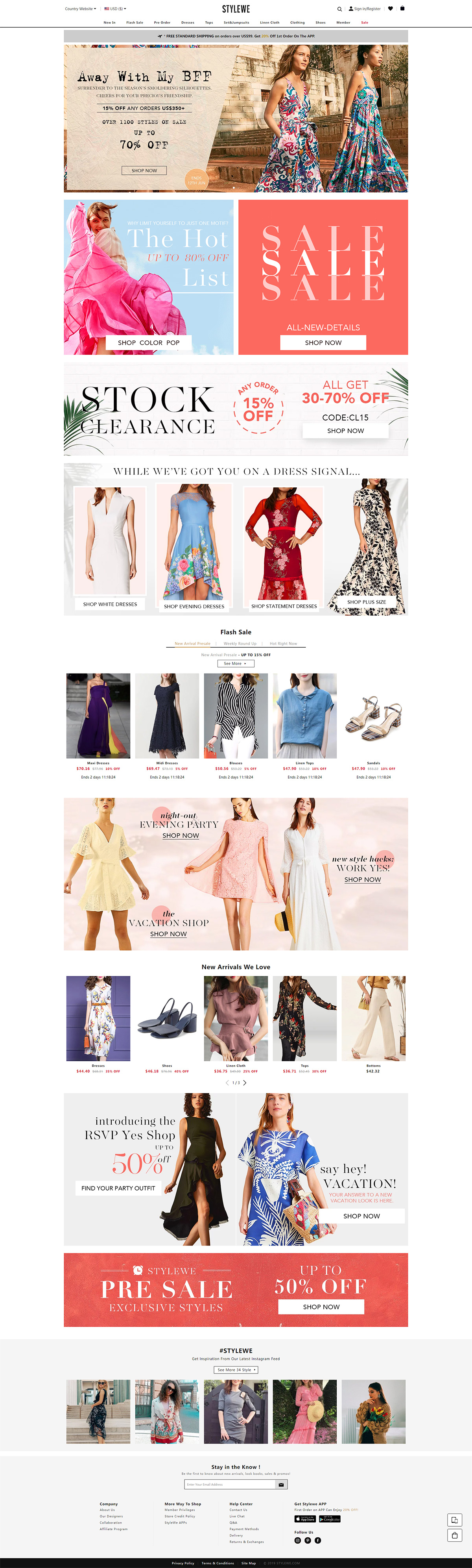 STYLEWE女裝外貿(mào)獨(dú)立站，跨境電商多語言商城網(wǎng)站建設(shè)開發(fā)